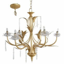 Brand new 😍 Benzara Glamorous Nature Inspired 6- Light Chandelier, Gold And Clear ✨
