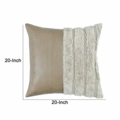Brand new 👏 Benzara 20 Inch Square Accent Throw Pillow, Soft Fabric, One Side Tufted, Taupe ✔️ -Benzara Sales Store unnamed file 5755