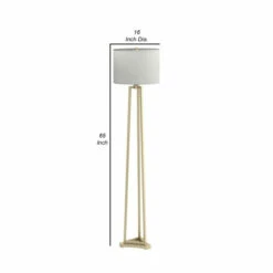 Hot Sale 👍 Benzara 65 Inch Modern Floor Lamp, Drum Shade, Tripod Metal Base, White, Gold 🔥 -Benzara Sales Store unnamed file 5780