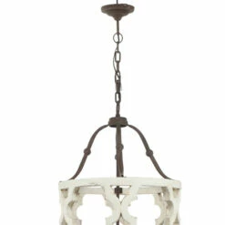 Hot Sale 😀 Benzara Joliette 4 Light Wood Chandelier, White 🎁 -Benzara Sales Store unnamed file 5783