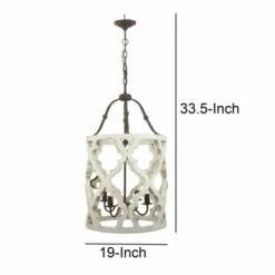 Hot Sale 😀 Benzara Joliette 4 Light Wood Chandelier, White 🎁 -Benzara Sales Store unnamed file 5785
