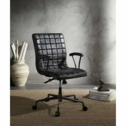 Top 10 👍 Benzara Metal Framed Leatherette Office Chair With Padded Armrests And Adjustable Height, Black And Gray ✨