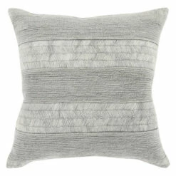 Promo 🤩 Benzara 22 Inch Square Cotton Accent Throw Pillow, Embroidery, Stonewashed, Gray - Grey 🎉