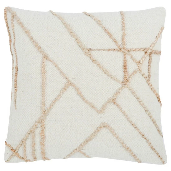 Best Pirce ✔️ Benzara 22 Inch Square Accent Throw Pillow, Jute Geometric Patterns, Wool, Ivory - Brown ❤️ 3 Best Pirce ✔️ Benzara 22 Inch Square Accent Throw Pillow, Jute Geometric Patterns, Wool, Ivory - Brown ❤️