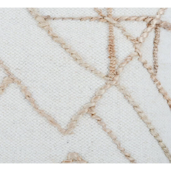 Best Pirce ✔️ Benzara 22 Inch Square Accent Throw Pillow, Jute Geometric Patterns, Wool, Ivory - Brown ❤️ 6 Best Pirce ✔️ Benzara 22 Inch Square Accent Throw Pillow, Jute Geometric Patterns, Wool, Ivory - Brown ❤️ - Image 4