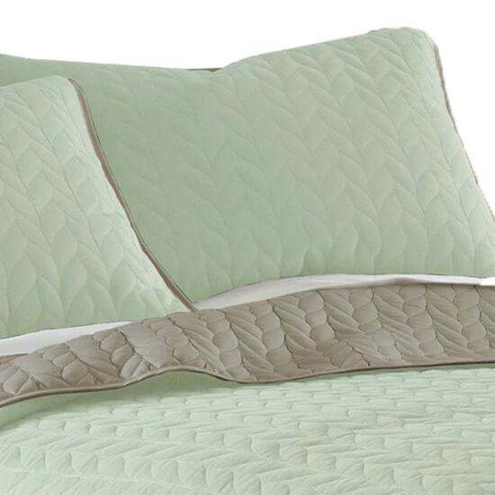 Buy ๐ Benzara Eva 3 Piece Queen Microfiber Reversible Coverlet Set Quilt, Gray Jade Green ๐ 4 Buy ๐ Benzara Eva 3 Piece Queen Microfiber Reversible Coverlet Set Quilt, Gray Jade Green ๐ - Image 2