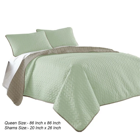 Buy ๐ Benzara Eva 3 Piece Queen Microfiber Reversible Coverlet Set Quilt, Gray Jade Green ๐ 7 Buy ๐ Benzara Eva 3 Piece Queen Microfiber Reversible Coverlet Set Quilt, Gray Jade Green ๐ - Image 5