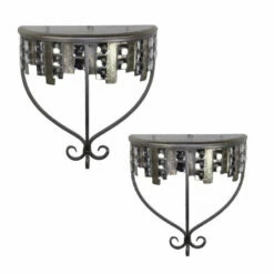 Deals 💯 Benzara Stylish Metal Wall Decor,Grey,Set Of 2 - 6 X 12 🥰