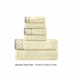 Best Sale 😉 Benzara Noa 6 Piece Soft Egyptian Cotton Towel Set, Solid Damask Pattern, Beige 🌟 -Benzara Sales Store unnamed file 6185