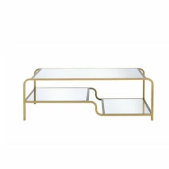 Top 10 ๐งจ Benzara Metal Framed Mirror Coffee Table With Tiered Shelves, Gold And Mirror ๐