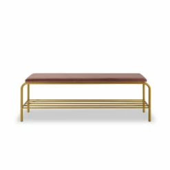 Top 10 ๐งจ Benzara Kipp 55 Inch ๐ Shoe Rack Bench, Gold Metal Frame Shelf, Pink Velvet Seat ๐