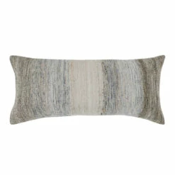 Best Pirce ⭐ Benzara 16 X 36 Accent Lumbar Pillow, Down Insert, Handwoven Textured Stripes, Gray - Grey ⌛