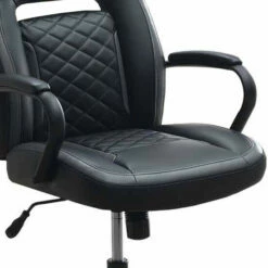 Budget ✔️ Benzara Ida 26 Inch Ergonomic Office Chair, Faux Leather Swivel Seat, Black, Gray 💯 -Benzara Sales Store unnamed file 637