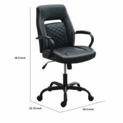 Budget ✔️ Benzara Ida 26 Inch Ergonomic Office Chair, Faux Leather Swivel Seat, Black, Gray 💯 -Benzara Sales Store unnamed file 639