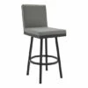 Cheap ✔️ Benzara Kim 30 Inch Modern Vegan Leather Bar Stool, Swivel, Metal, Gray, Black 👍
