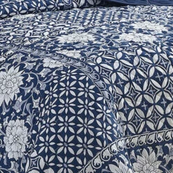 Flash Sale 🔥 Benzara Ann 6 Piece King Size Polyester Quilt Set, Flowers, Reversible, Navy Blue 💯 -Benzara Sales Store unnamed file 6418