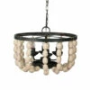 Coupon 🌟 Benzara Jonas 19 Inch 4 Light Chandelier, Beaded, Fir Wood, Iron, Off White, Rustic Black 🎁 -Benzara Sales Store unnamed file 6559