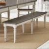 Flash Sale 😀 Benzara Wooden Armless Bench With Turned Feet, Dark Brown & Light Gray 😍 -Benzara Sales Store unnamed file 6611
