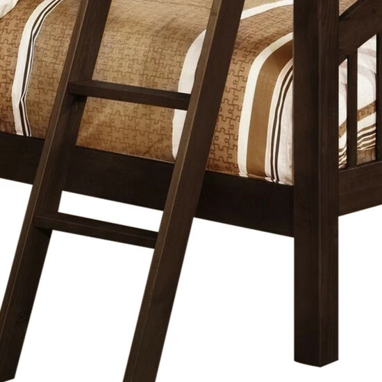 Coupon โ Benzara Wooden Twin Over Twin Bunk Bed With Slatted Arched Headboard, Dark Brown ๐ 4 Coupon โ Benzara Wooden Twin Over Twin Bunk Bed With Slatted Arched Headboard, Dark Brown ๐ - Image 2