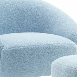 Outlet 🔥 Benzara Tory 31 Inch Modern Leisure Accent Chair, Teddy Plush Velvet, Ottoman, Blue 😍 -Benzara Sales Store unnamed file 6684