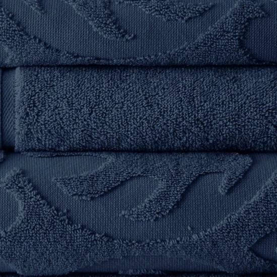 Brand new ⌛ Benzara Oya 6 Piece Soft Egyptian Cotton Towel Set, Medallion Pattern, Navy Blue 😉 5 Brand new ⌛ Benzara Oya 6 Piece Soft Egyptian Cotton Towel Set, Medallion Pattern, Navy Blue 😉 - Image 3
