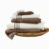 Cheapest 🎉 Benzara Dana 6 Piece Soft Egyptian Cotton Towel Set, Striped Pattern, Brown White 🎉 -Benzara Sales Store unnamed file 6754