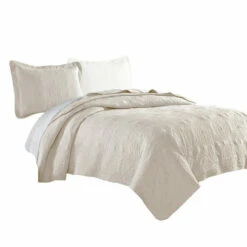 Best reviews of 🧨 Benzara Ada 2 Piece Microfiber Twin Size Quilt Set, Mandala Embroidery, Ivory ✨