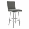 Wholesale 🛒 Benzara Kim 26 Inch Modern Vegan Leather Counter Stool, Swivel, Metal Legs, Gray ⌛ -Benzara Sales Store unnamed file 691