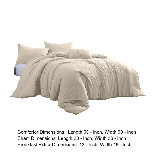 Deals 🎁 Benzara Veria 4 Piece Queen Comforter Set With Deep Stitching The Urban Port, Beige 🌟 7 Deals 🎁 Benzara Veria 4 Piece Queen Comforter Set With Deep Stitching The Urban Port, Beige 🌟 - Image 5