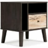 Cheap 🔔 Benzara Ella 24 Inch Modern Nightstand, 2 Compartments, Round Knob, Charcoal, Oak ⌛ -Benzara Sales Store unnamed file 6983