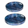 Deals ✨ Benzara Set Of 2 Round Accent Trays, Tabletop Decor, Marbling, Blue, Gold Marbling 😉