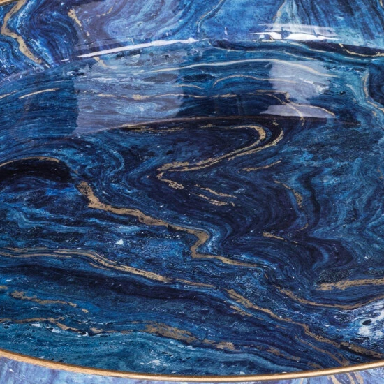 Deals ✨ Benzara Set Of 2 Round Accent Trays, Tabletop Decor, Marbling, Blue, Gold Marbling 😉 4 Deals ✨ Benzara Set Of 2 Round Accent Trays, Tabletop Decor, Marbling, Blue, Gold Marbling 😉 - Image 2