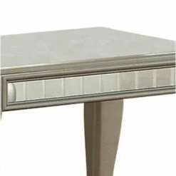 Discount 🌟 Benzara Mirror Trim Square End Table With Wooden Cabriole Legs, Champagne Silver ❤️ -Benzara Sales Store unnamed file 7024