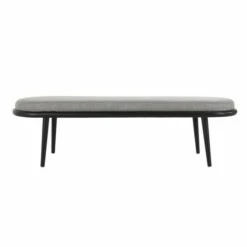 New 🌟 Benzara Eli 60 Inch Modern Rounded Bench, Polyester, Splayed Legs, Gray, Black ✨ -Benzara Sales Store unnamed file 7027