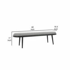 New 🌟 Benzara Eli 60 Inch Modern Rounded Bench, Polyester, Splayed Legs, Gray, Black ✨ -Benzara Sales Store unnamed file 7030