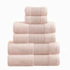 Hot Sale 🎉 Benzara Indy Modern 6 Piece Cotton Towel Set, Softly Textured Design, Peach Blush ⌛