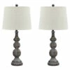 Budget 🔔 Benzara Polyresin Table Lamp With Turned Base, Set Of 2, Brown And Off White 💯 -Benzara Sales Store unnamed file 7100