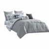 Outlet 🎁 Benzara Veria 8 Piece Queen Comforter Set With 👟 Shoe Lace Design Accent The Urban Port, Gray 😀 -Benzara Sales Store unnamed file 729