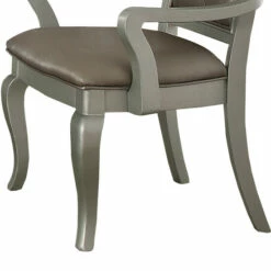 Wholesale 🎁 Benzara Faux Leather Upholstered Wooden Side Chair With Cabriole Legs, Silver And Gray, Set Of Two 🛒 -Benzara Sales Store unnamed file 7295