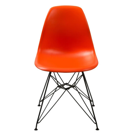 Hot Sale 💯 Benzara Deep Back Plastic Chair With Metal Eiffel Style Legs, Orange And Black 👏 3 Hot Sale 💯 Benzara Deep Back Plastic Chair With Metal Eiffel Style Legs, Orange And Black 👏