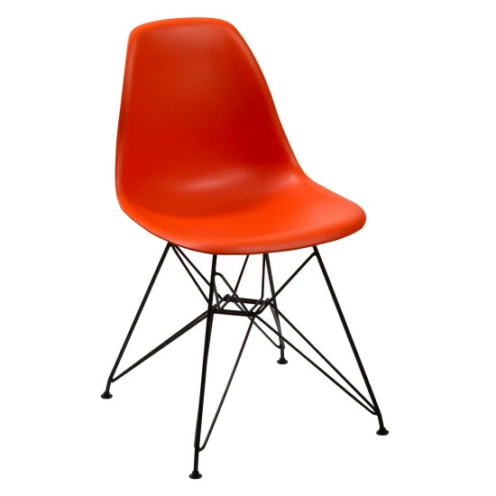 Hot Sale 💯 Benzara Deep Back Plastic Chair With Metal Eiffel Style Legs, Orange And Black 👏 4 Hot Sale 💯 Benzara Deep Back Plastic Chair With Metal Eiffel Style Legs, Orange And Black 👏 - Image 2