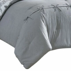 Outlet 🎁 Benzara Veria 8 Piece Queen Comforter Set With 👟 Shoe Lace Design Accent The Urban Port, Gray 😀 -Benzara Sales Store unnamed file 731