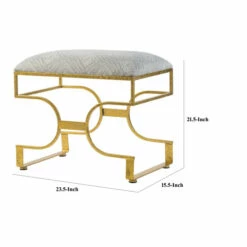 Brand new 🤩 Benzara 24 Inch Modern Ultra Padded Ottoman, Geometric Frame, Gray, Gold Patina 👏 -Benzara Sales Store unnamed file 7311