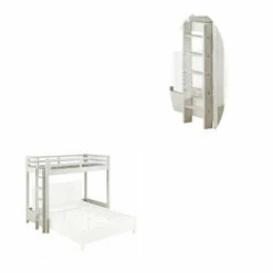 Best Pirce ⌛ Benzara Twin Loft Bed With 1 Queen Bed And Fixed Ladder, White 🎁 -Benzara Sales Store unnamed file 7318