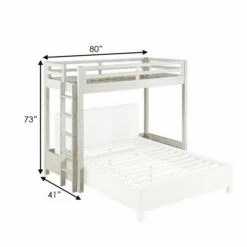 Best Pirce ⌛ Benzara Twin Loft Bed With 1 Queen Bed And Fixed Ladder, White 🎁 -Benzara Sales Store unnamed file 7319