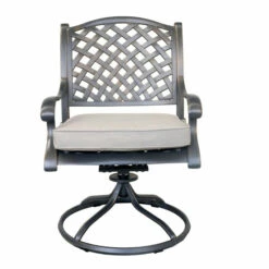 Coupon 🛒 Benzara Zoe 27 Inch Outdoor Swivel Dining Arm Chair, Cushion, Dark Bronze, Beige 🎉 -Benzara Sales Store unnamed file 7322