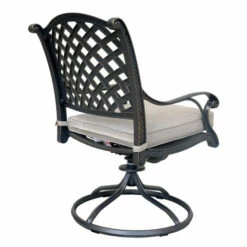 Coupon 🛒 Benzara Zoe 27 Inch Outdoor Swivel Dining Arm Chair, Cushion, Dark Bronze, Beige 🎉 -Benzara Sales Store unnamed file 7324