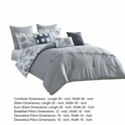 Outlet 🎁 Benzara Veria 8 Piece Queen Comforter Set With 👟 Shoe Lace Design Accent The Urban Port, Gray 😀 -Benzara Sales Store unnamed file 733