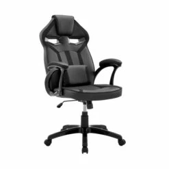 New 😉 Benzara Gia 26 Inch Ergonomic Gaming Office Chair, Soft Vegan Faux Leather, Black 👍