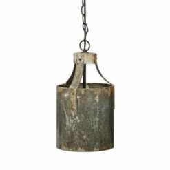 Hot Sale 🥰 Benzara 8 Inch Rustic Chandelier Pendant Light, Iron, Vintage Aged Galvanized Gray 🌟